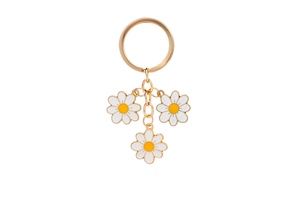 Flower metal and enamel keychain