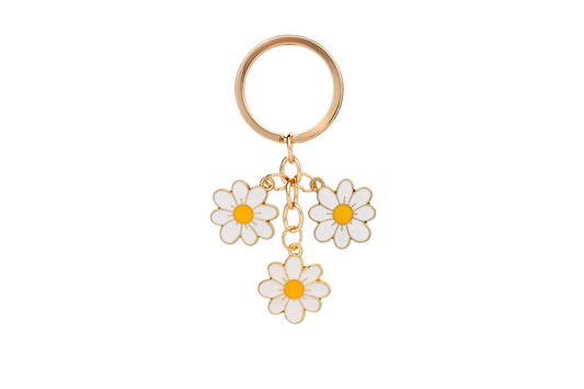 Flower metal and enamel keychain