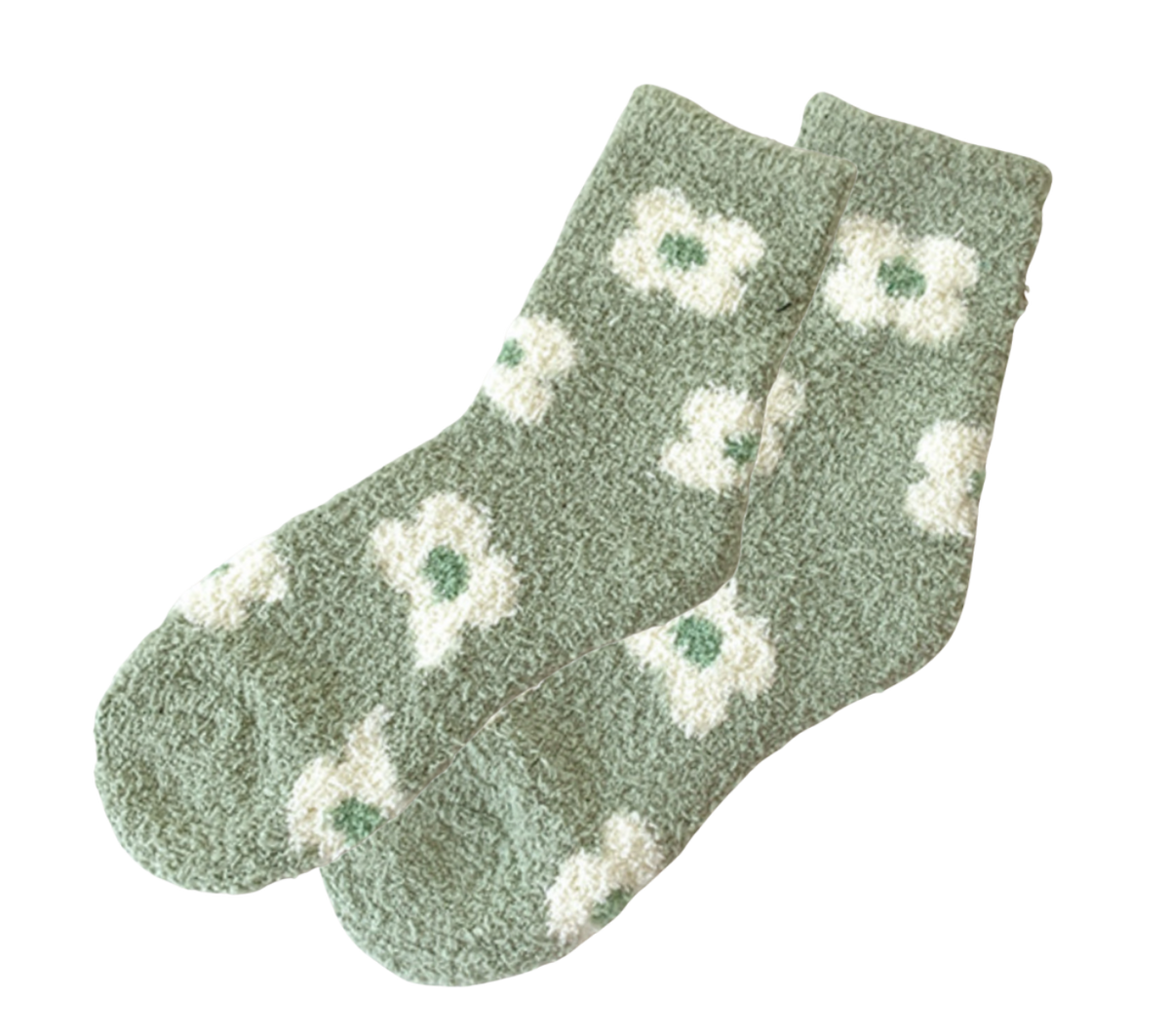 Green fuzzy socks