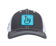 ILY Baseball Cap - Dark Gray with Light Blue Patch - front