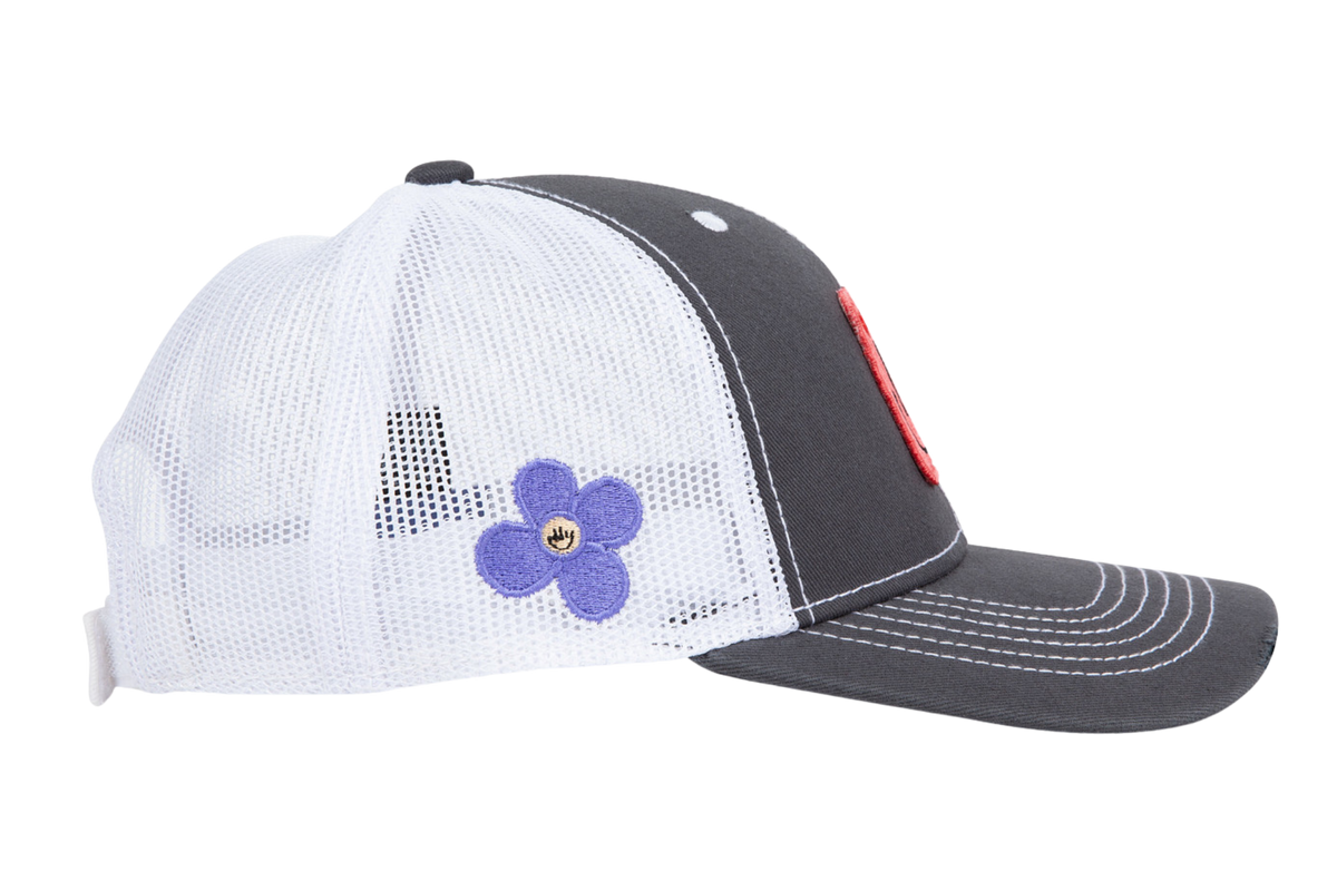 ILY baseball cap - dark gray with pink patch - side