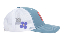ILY baseball cap - light blue with pink patch - side