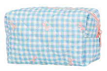 Makeup Bag Blue with Pink Ribbons