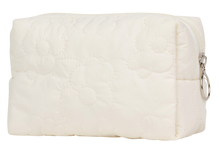 Quilted white makeup bag