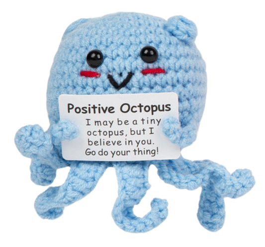 Positivity Pal crocheted blue octopus