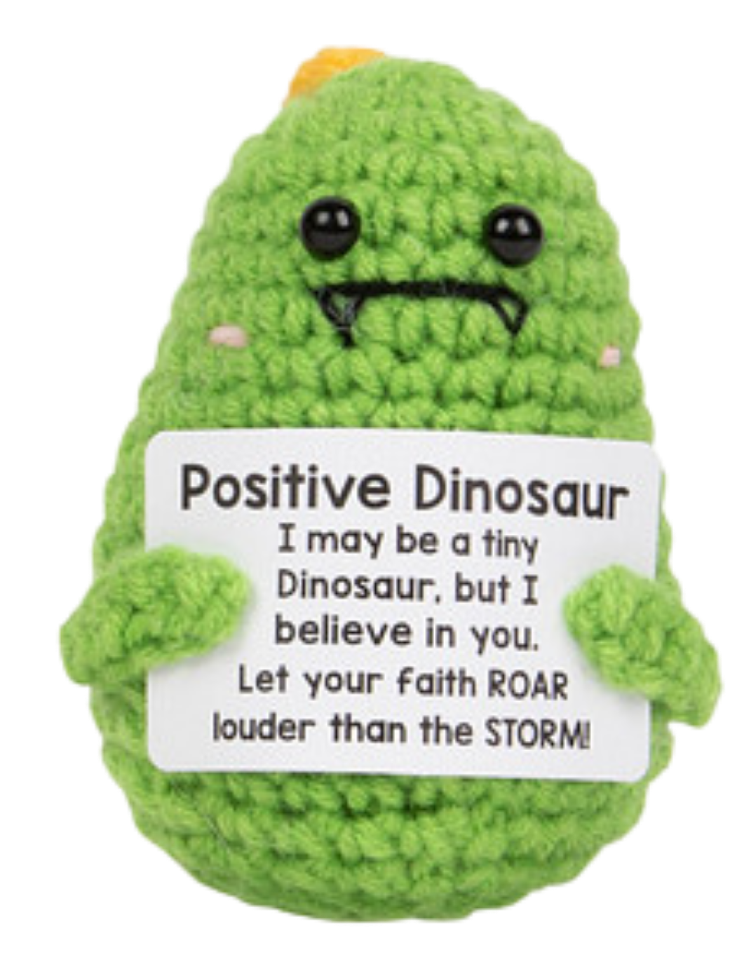Positivity Pal crocheted green dinosaur